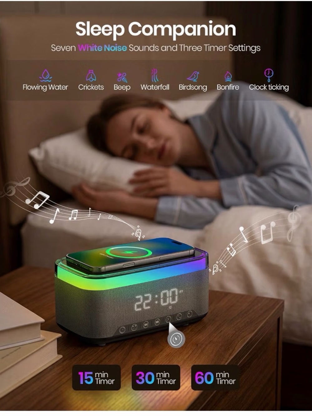 NEW Bluetooth charging alarm clock - Picture 4 of 5
